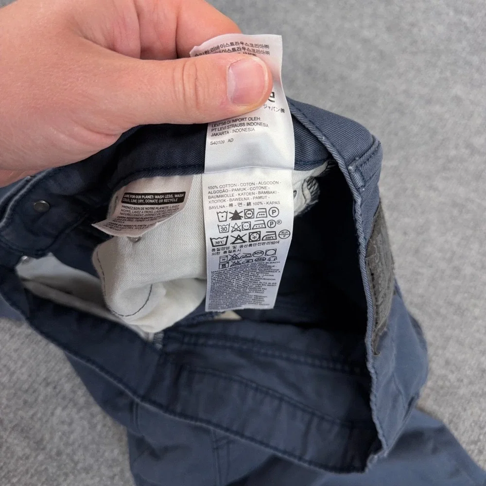 Levi's 514 Pants Men 33x32 Blue Garment Dyed Chino Straight Fit 5-Pocket Casual